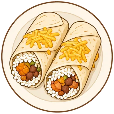 Cheesy bean and rice burritos