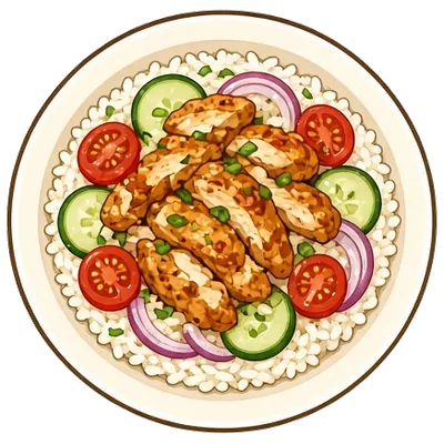 Chicken shawarma-style rice bowls