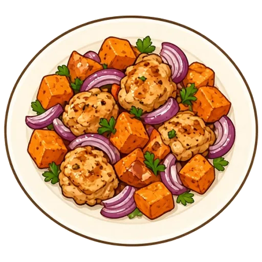 Smoky chicken and sweet potato sheet pan