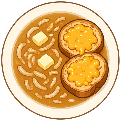 French onion soup with cheesy toasts