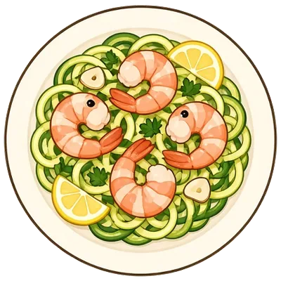 Garlic shrimp with zucchini noodles