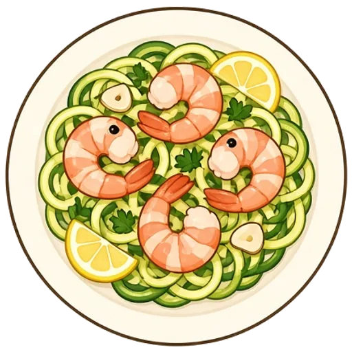 Garlic shrimp with zucchini noodles
