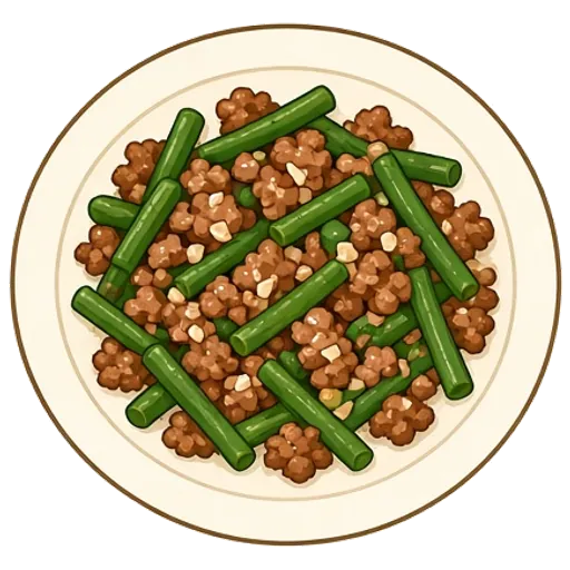 Garlicky pork and green bean stir-fry