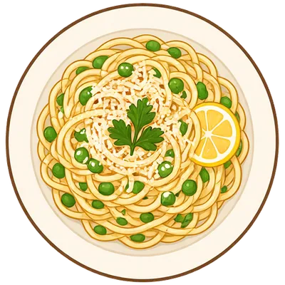 Garlicky spaghetti with peas and parmesan