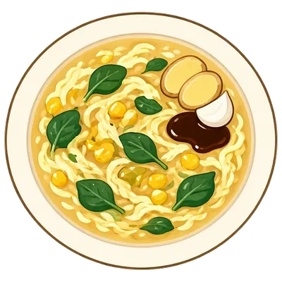 Ginger egg drop soup with corn and spinach