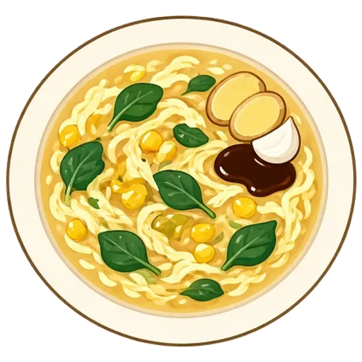Ginger egg drop soup with corn and spinach