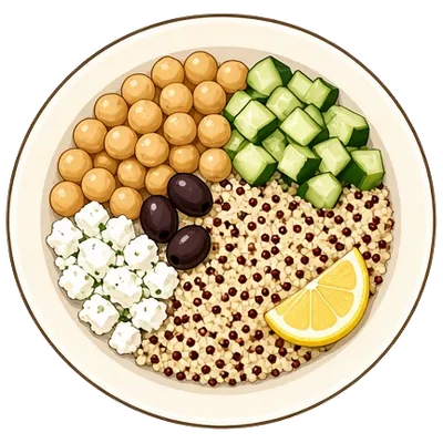 Greek quinoa bowls with chickpeas and feta