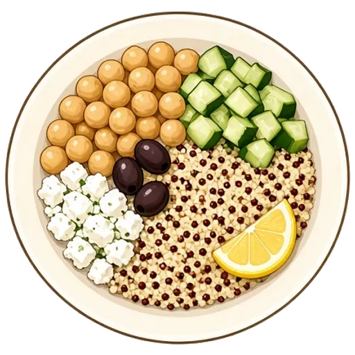 Greek quinoa bowls with chickpeas and feta