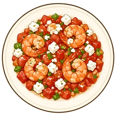 Greek shrimp with tomatoes and feta