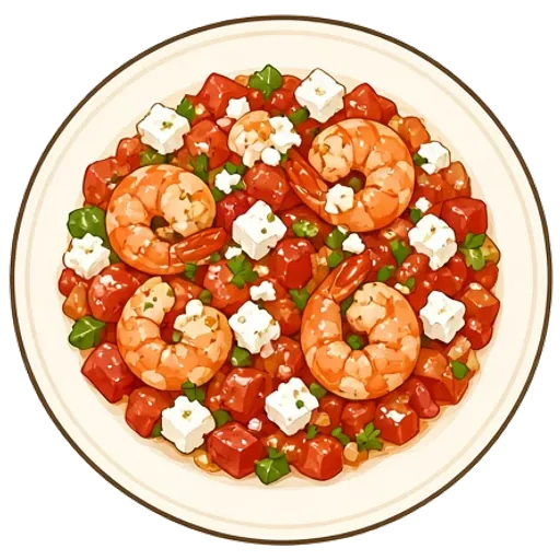 Greek shrimp with tomatoes and feta