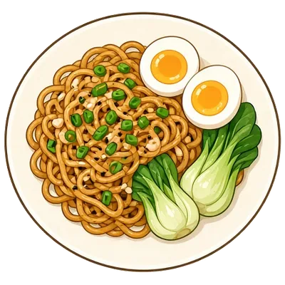 Garlic soy noodles with jammy eggs