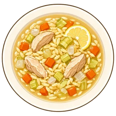 Lemon chicken orzo soup