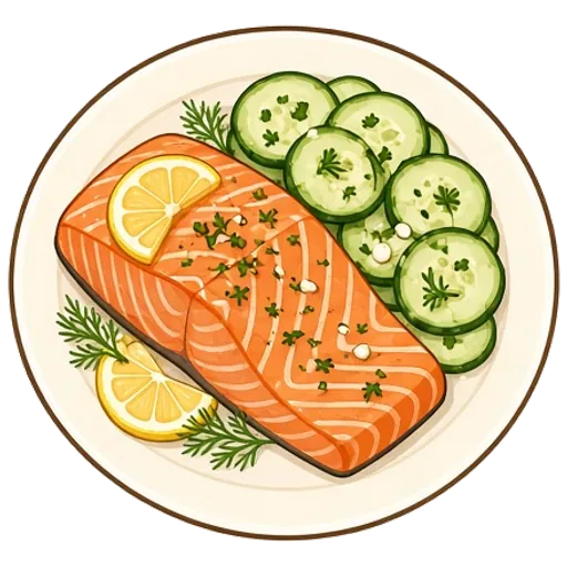 Lemon herb salmon with cucumber salad
