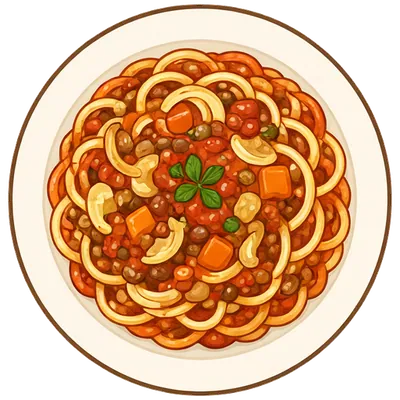 Lentil bolognese with spaghetti