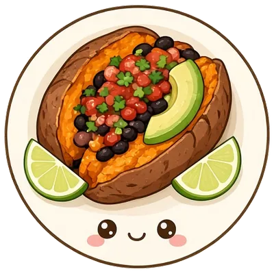 Loaded sweet potatoes with chili-lime black beans