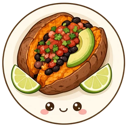 Loaded sweet potatoes with chili-lime black beans
