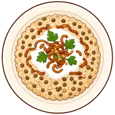 Mujadara (lentils and rice with crispy onions)