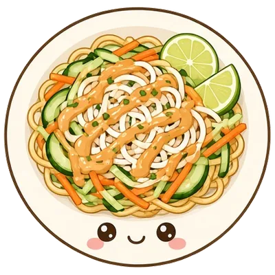 Peanut noodles with cucumber and carrots