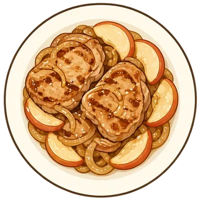Pork chops with apples and onions
