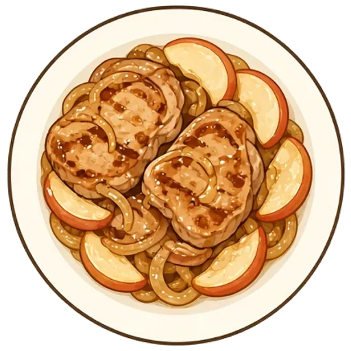 Pork chops with apples and onions