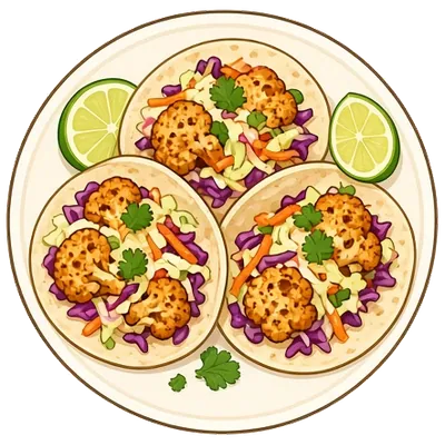 Roasted cauliflower tacos with lime slaw