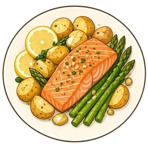 Sheet-pan lemon salmon with potatoes and asparagus