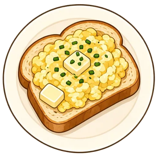 Soft scrambled eggs on buttery toast