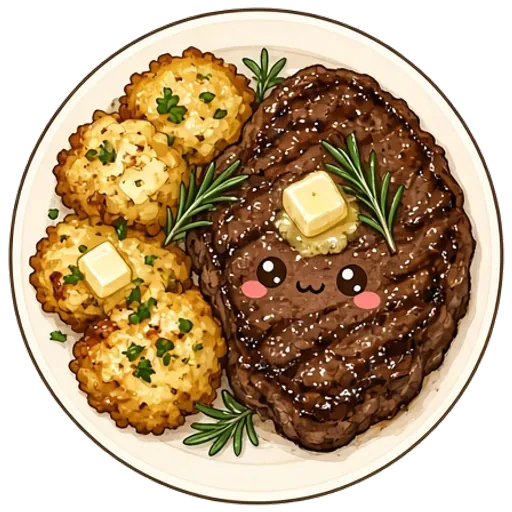 Steak with crispy smashed potatoes