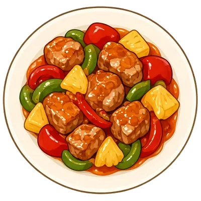 Sweet and sour pork with pineapple and peppers