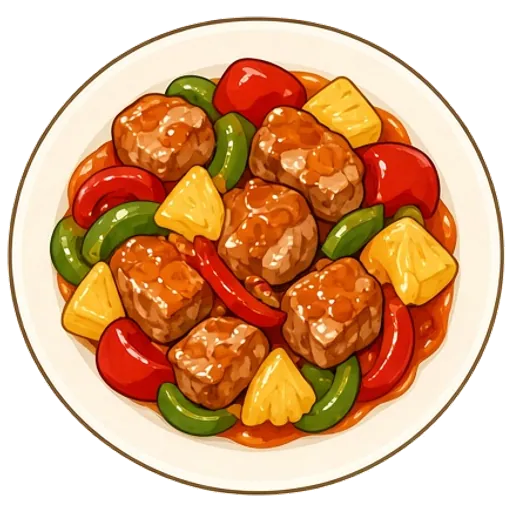 Sweet and sour pork with pineapple and peppers